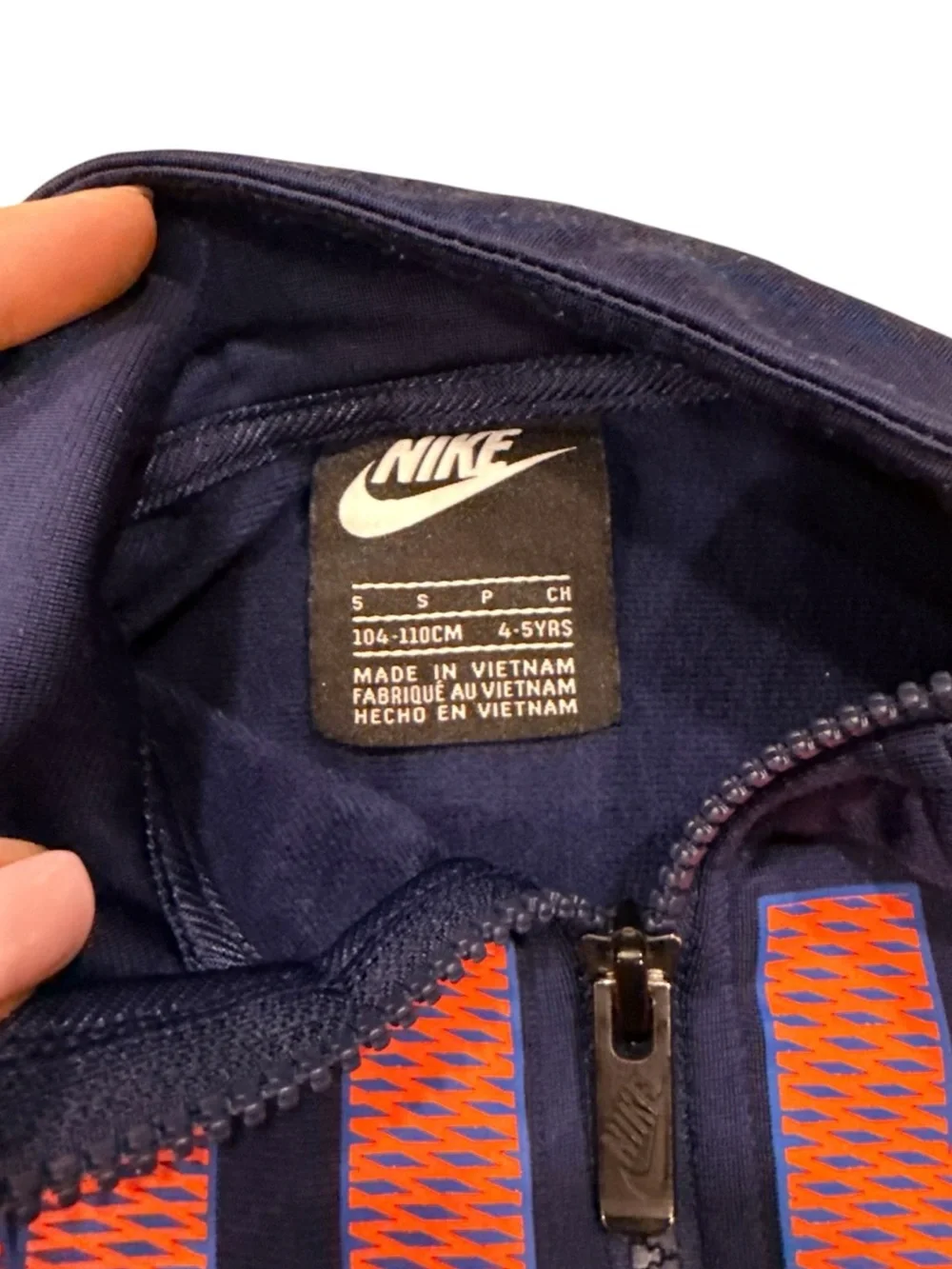 Boys Nike Sportswear Track Jacket Jogger Pants Set Navy Blue Orange Size 5 4T 5T - Picture 4 of 5